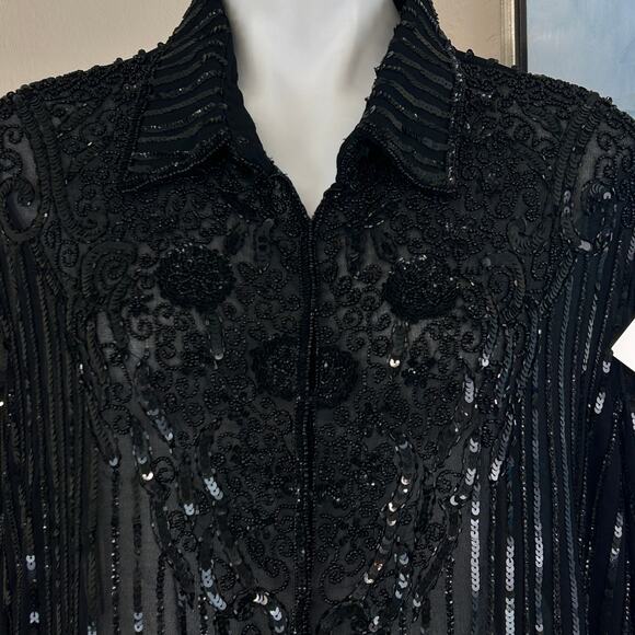 Vintage 1980s J Laxmi Blouse Black Sheer Heavily
Beaded size 3X NWT - Picture 2 of 7